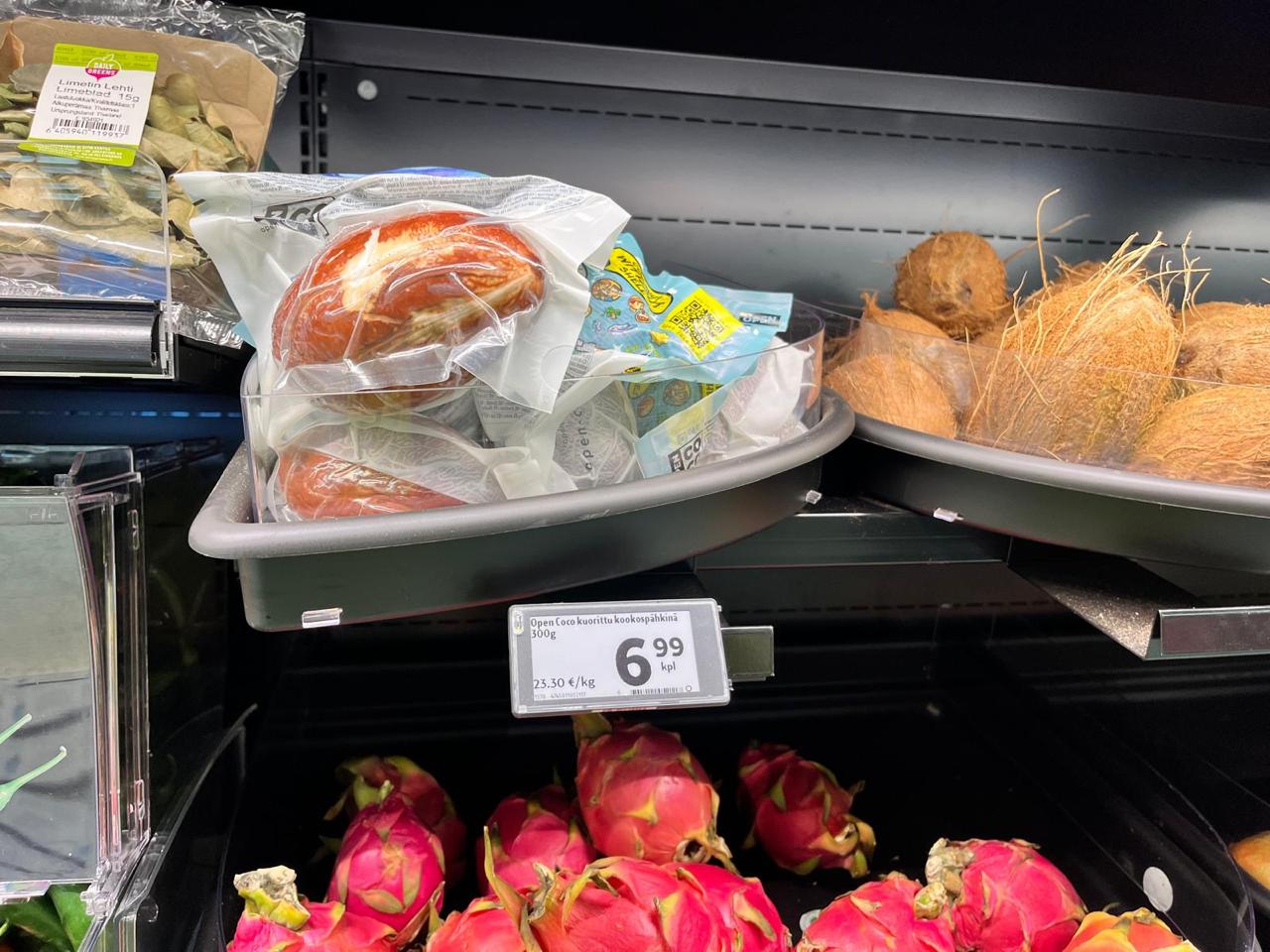 OPEN COCO Coconut Without Shell on a refrigerated retail shelf