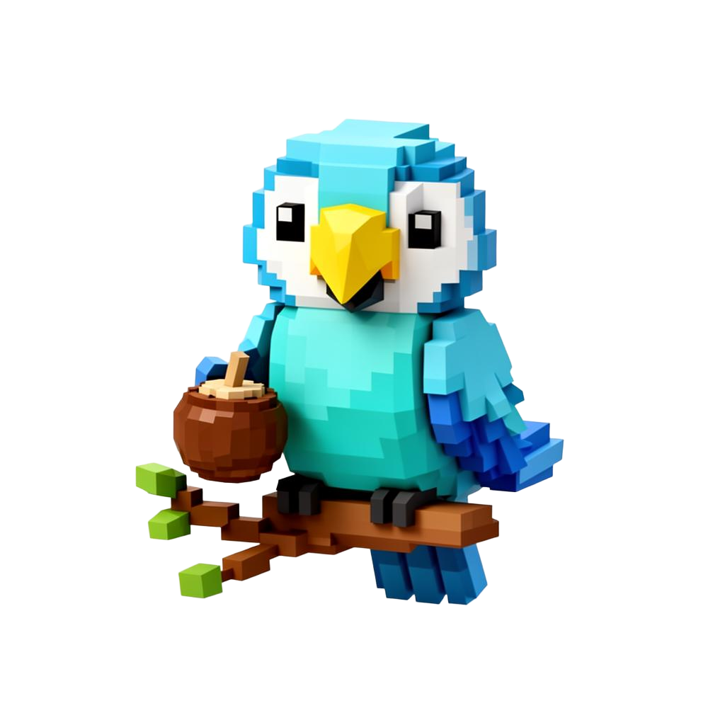 OPEN COCO voxel parrot mascot